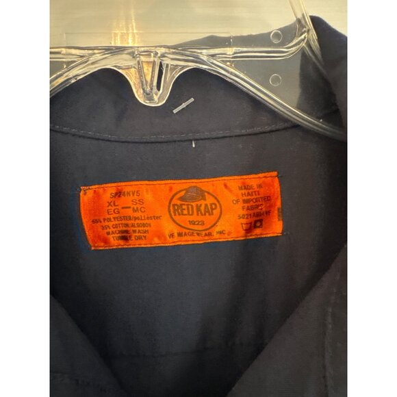 Red Cap Navy Blue Button Down Work Shirt Ford & Mustang Patches Men's XL - Picture 6 of 6